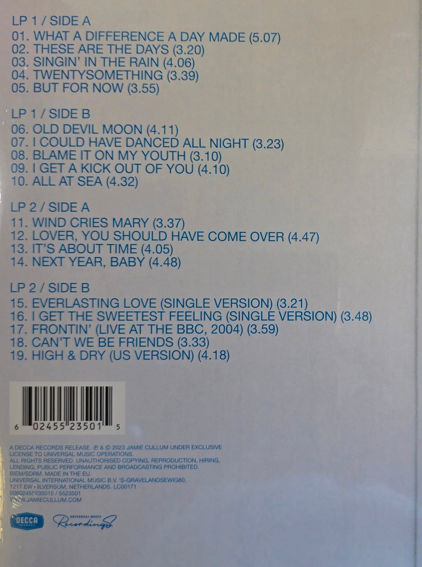 Jamie Cullum Twentysomething Vinyl LP Blue