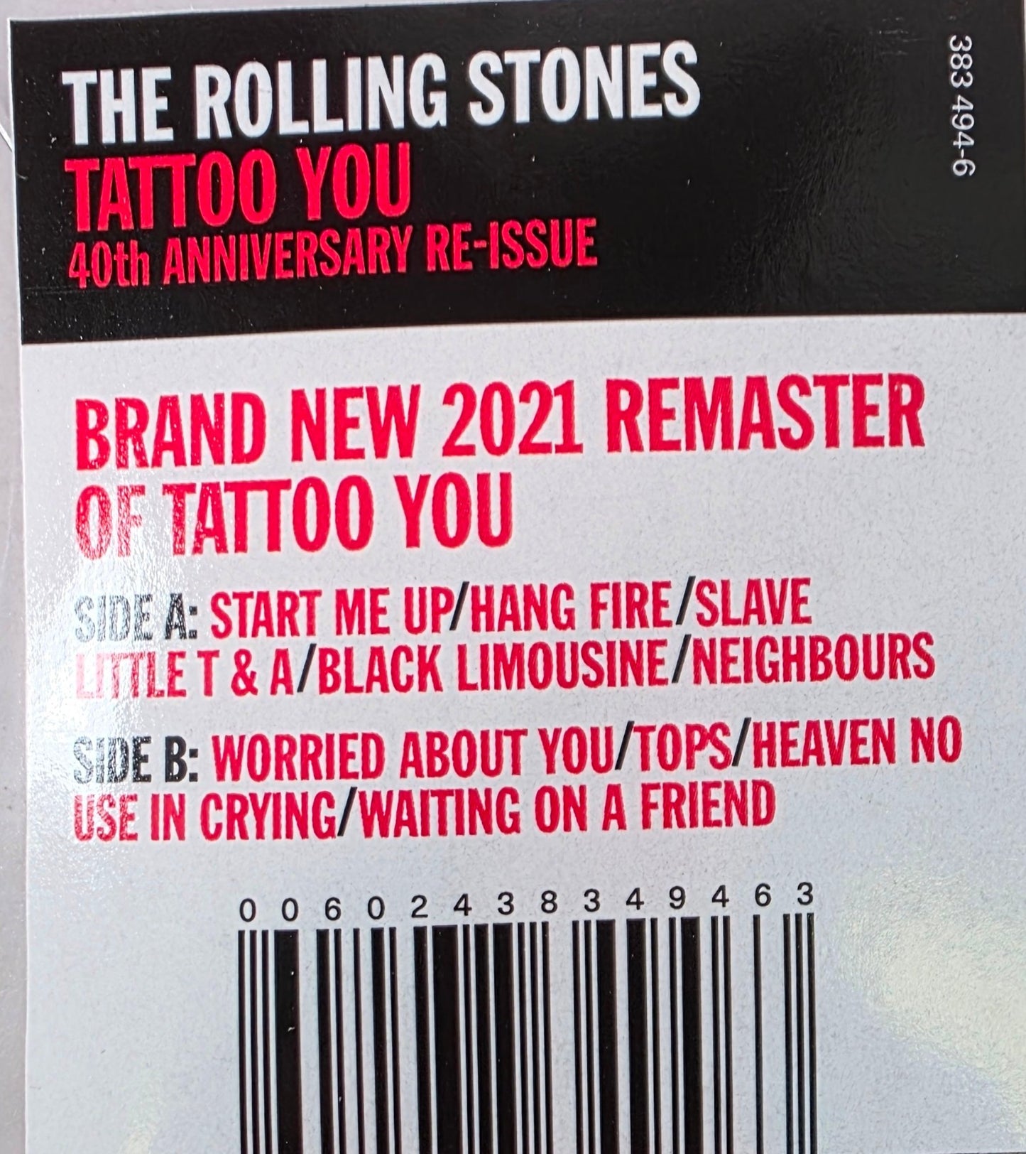 The Rolling Stones Tattoo You Vinyl LP Limited Picture Disc