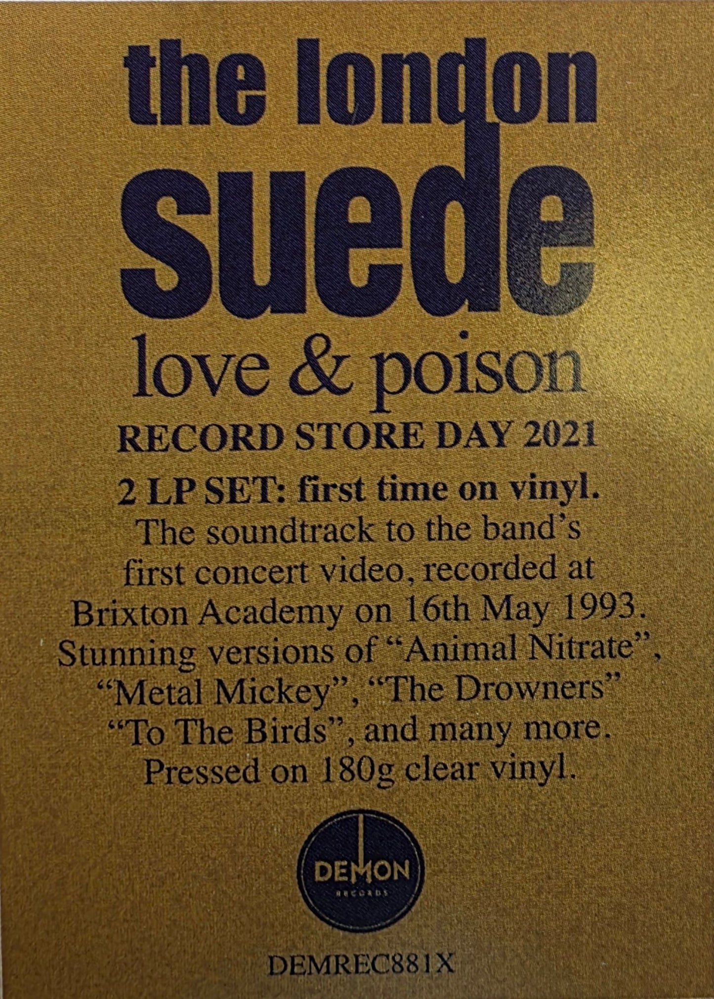 The London Suede Love & Poison Vinyl LP Clear