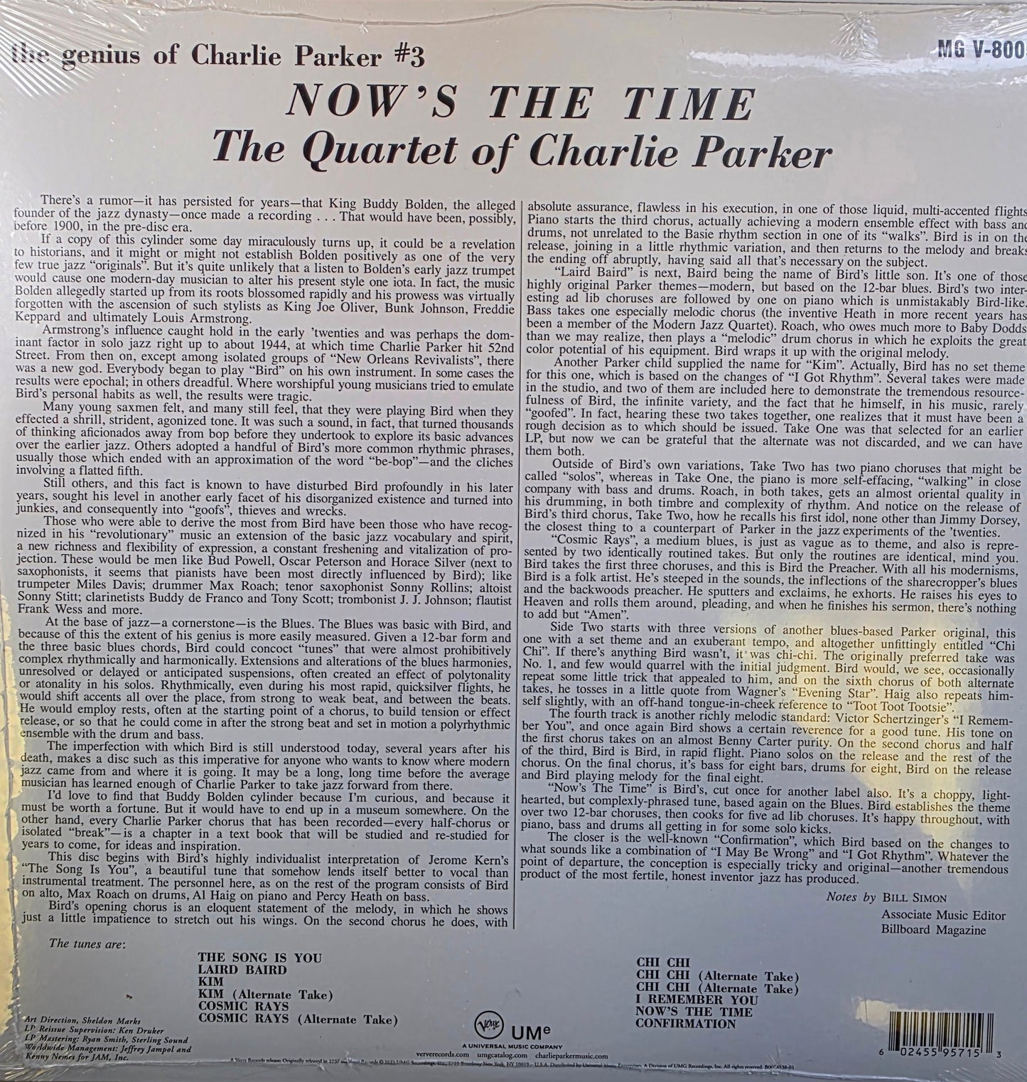 Charlie Parker Now's The Time Vinyl LP