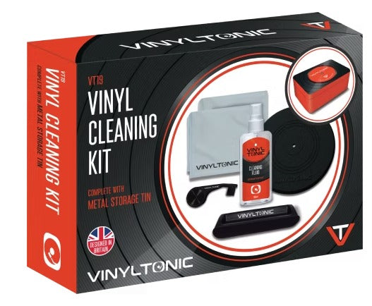 Vinyltonic Vinyl record and stylus Cleaning Kit brush cloth fluid With Tin