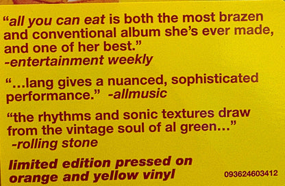 KD Lang All You Can Eat Vinyl LP Orange