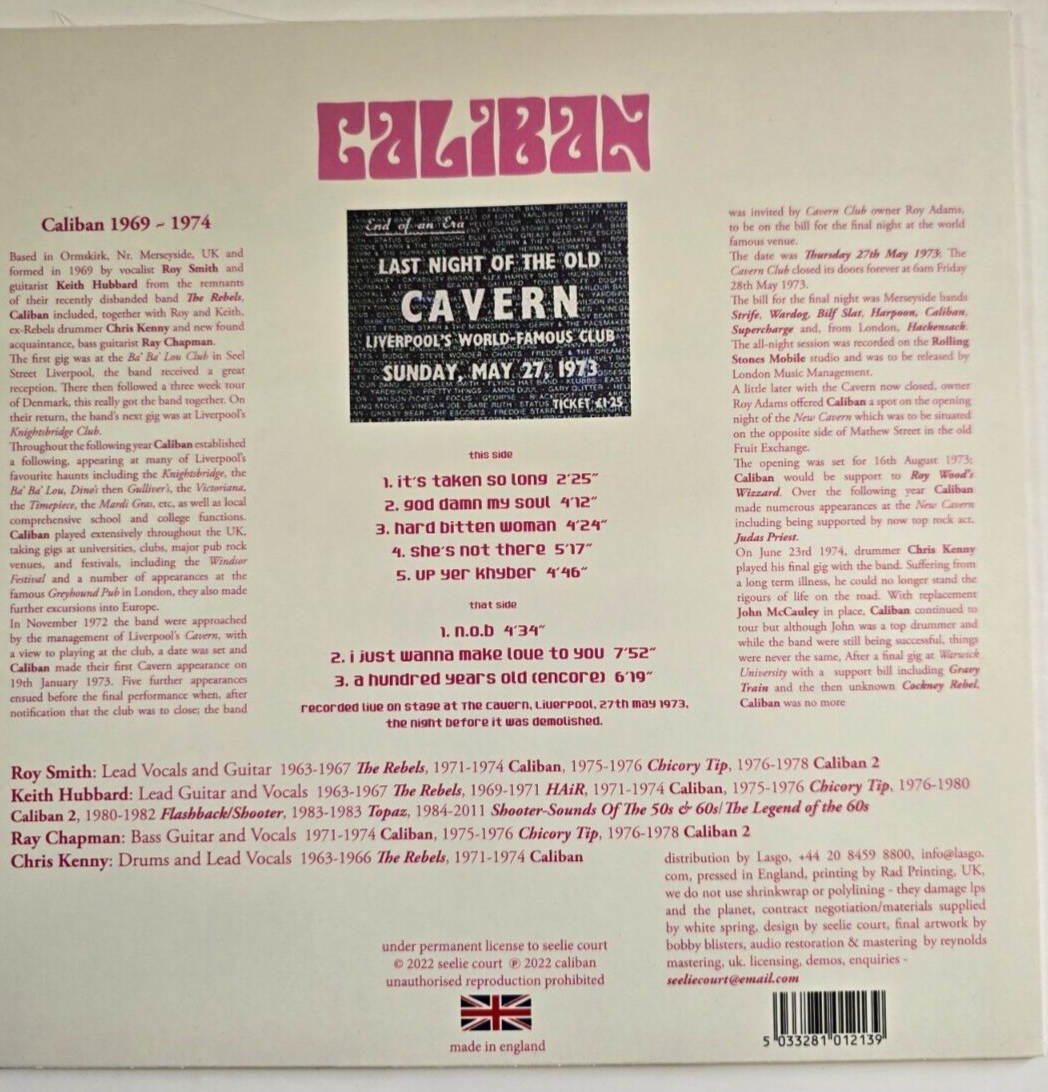 CALIBAN Live At The Last Night Of The Cavern 1973 LP Album vinyl record limited