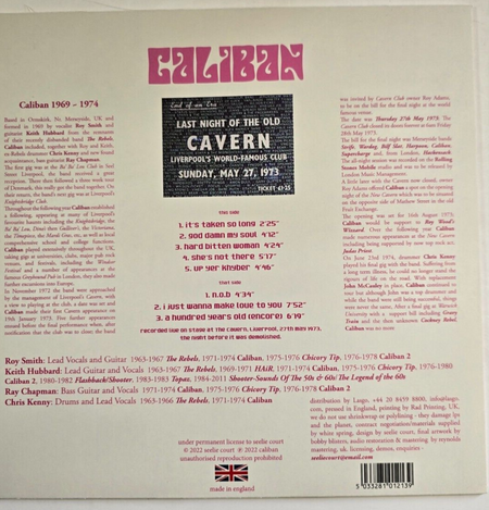 CALIBAN Live At The Last Night Of The Cavern 1973 LP Album vinyl record limited