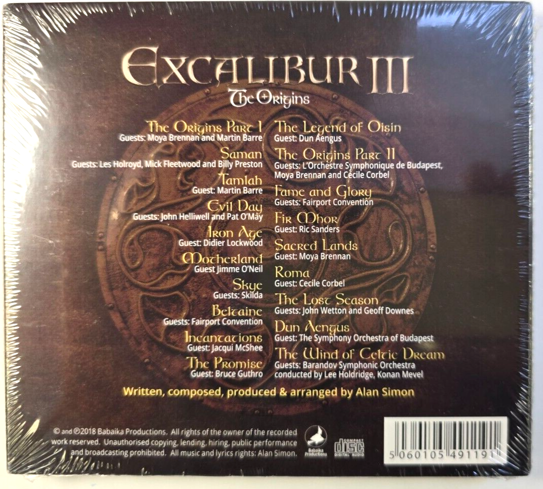 Alan Simon Excalibur III (The Origins) CD Album compilation 2018 digipak