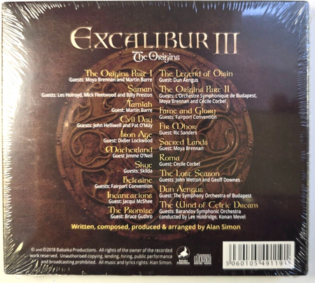 Alan Simon Excalibur III (The Origins) CD Album compilation 2018 digipak