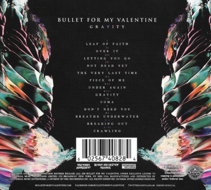 Bullet For My Valentine Gravity CD Album limited edition 2018 in digipak