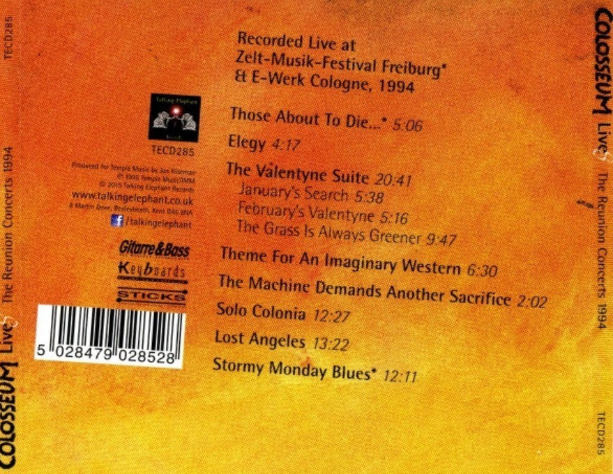 Colosseum Colosseum LiveS The Reunion Concerts Jewel Case  2015 Jazz Rock