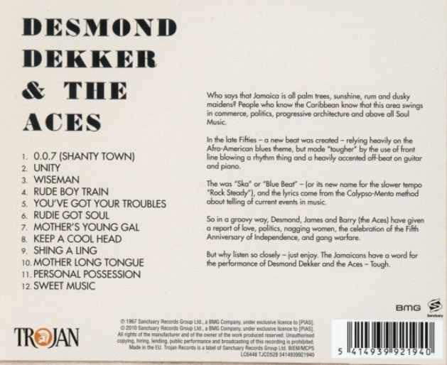 Desmond Dekker –007 Shanty Town CD Album 2015 reissue onTrojan Records