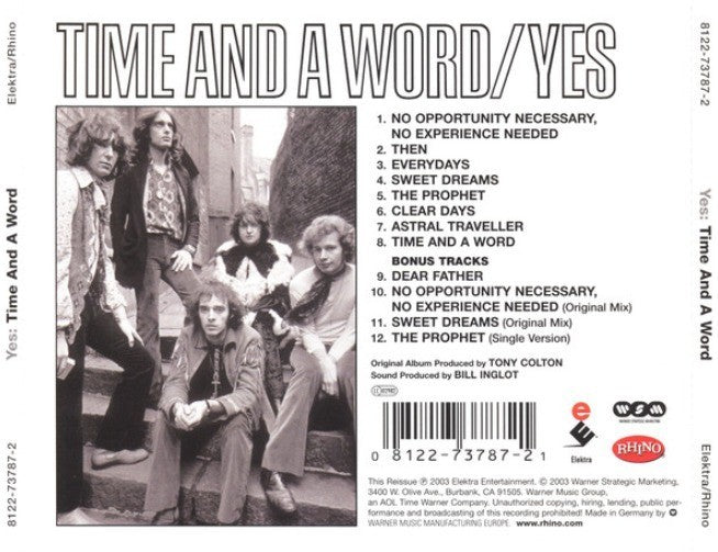 Yes  Time And A Word CD Album 2003 Expanded Remastered reissue on Rhino Music