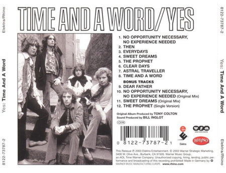 Yes  Time And A Word CD Album 2003 Expanded Remastered reissue on Rhino Music