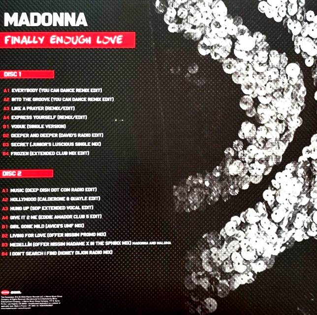 Madonna Finally Enough Love LP Album vinyl record 2 X Remastered compilation