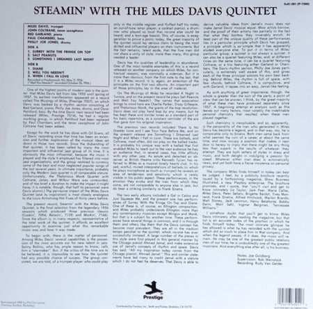 Miles Davis  Steamin With The Miles Davis Quintet LP Album vinyl record remaster
