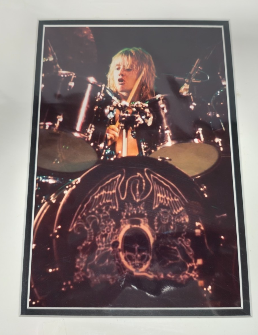 Roger Taylor from Queen Hand Signed presentation 12" x 18" Autograph