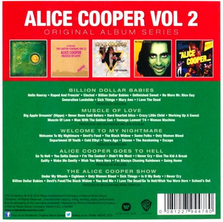 Alice Cooper Original Album Classics Vol 2 CD Boxset 5 Disc Set on Warner 2016