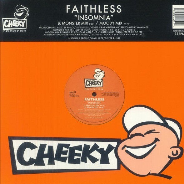 Faithless – Insomnia 12" vinyl record limited orange 2026 reissue on Cheeky