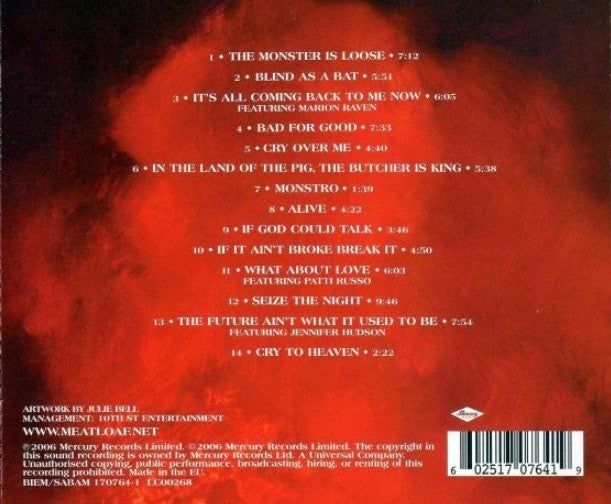 Meat Loaf Bat Out Of Hell III The Monster Is Loose CD Album 2006 on Mercury