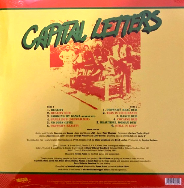 Capital Letters – Reality LP album vinyl record 2022 reissue on Radiation roots