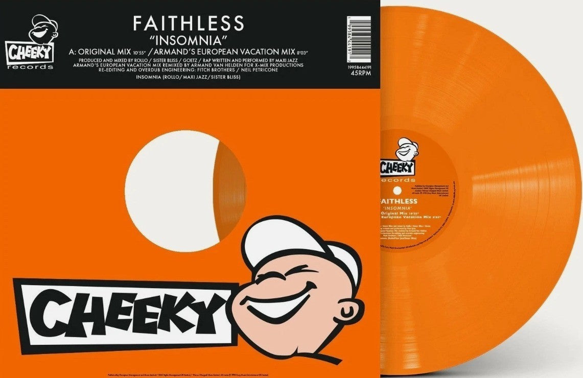 Faithless – Insomnia 12" vinyl record limited orange 2026 reissue on Cheeky