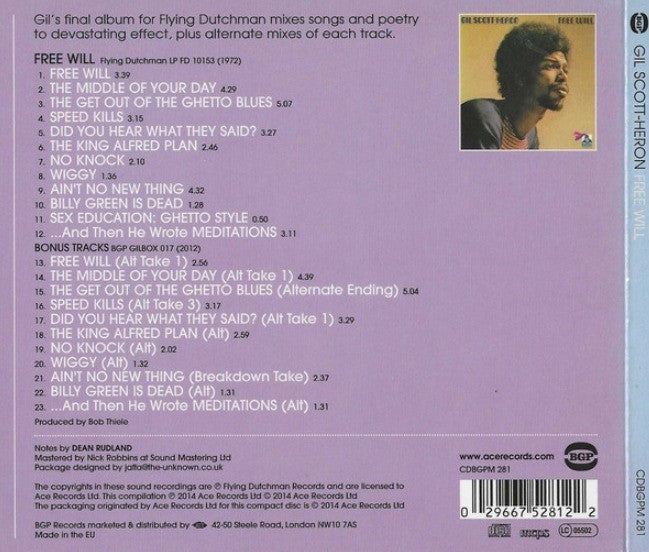 Gil Scott-Heron - Free Will CD Album reissue 2014 in digipak in BGP Records