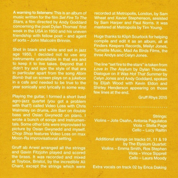 Gruff Rhys Set Fire To The Stars CD Album 2016 on Twisted Nerve