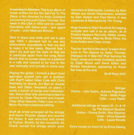 Gruff Rhys Set Fire To The Stars CD Album 2016 on Twisted Nerve
