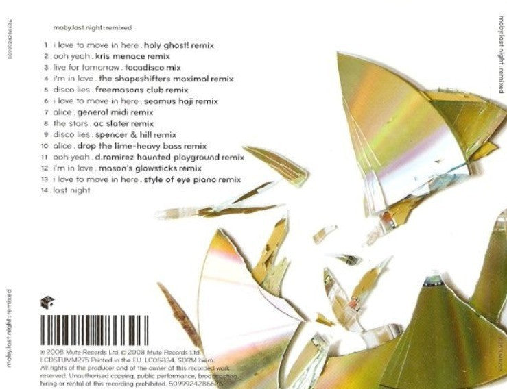 Moby – Last Night Remixed CD Album 2008 on Mute