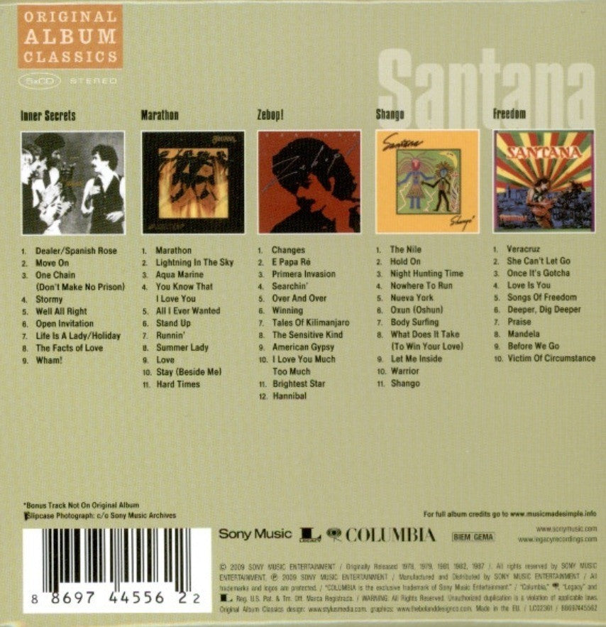 Santana – Original Album Classics CD Boxset 5 Disc Set on Sony 2009