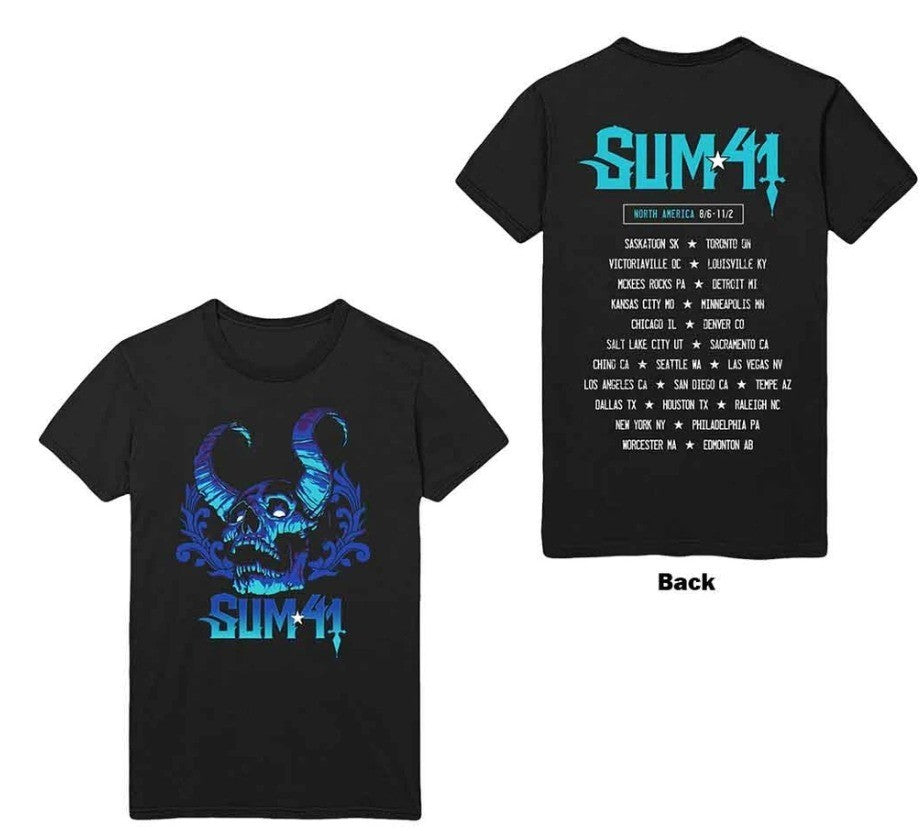 Sum 41 – Unisex T‑Shirt: Blue Demon (Black) (Back Print) – Large Official Merch