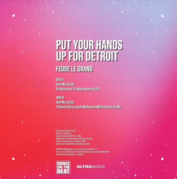 Fedde Le Grand Put Your Hands Up For Detroit 12" vinyl record 2025 limited Blue