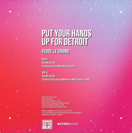 Fedde Le Grand Put Your Hands Up For Detroit 12" vinyl record 2025 limited Blue