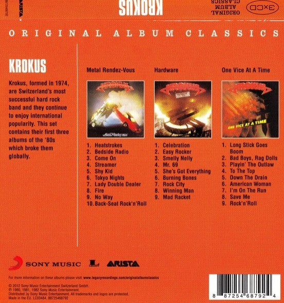 Krokus – Original Album Classics CD Boxset 3 Disc Set on Sony 2012 compilation