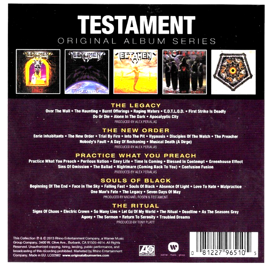 Testament Original Album Classics CD Boxset 5 Disc Set on Warner 2020 reissue