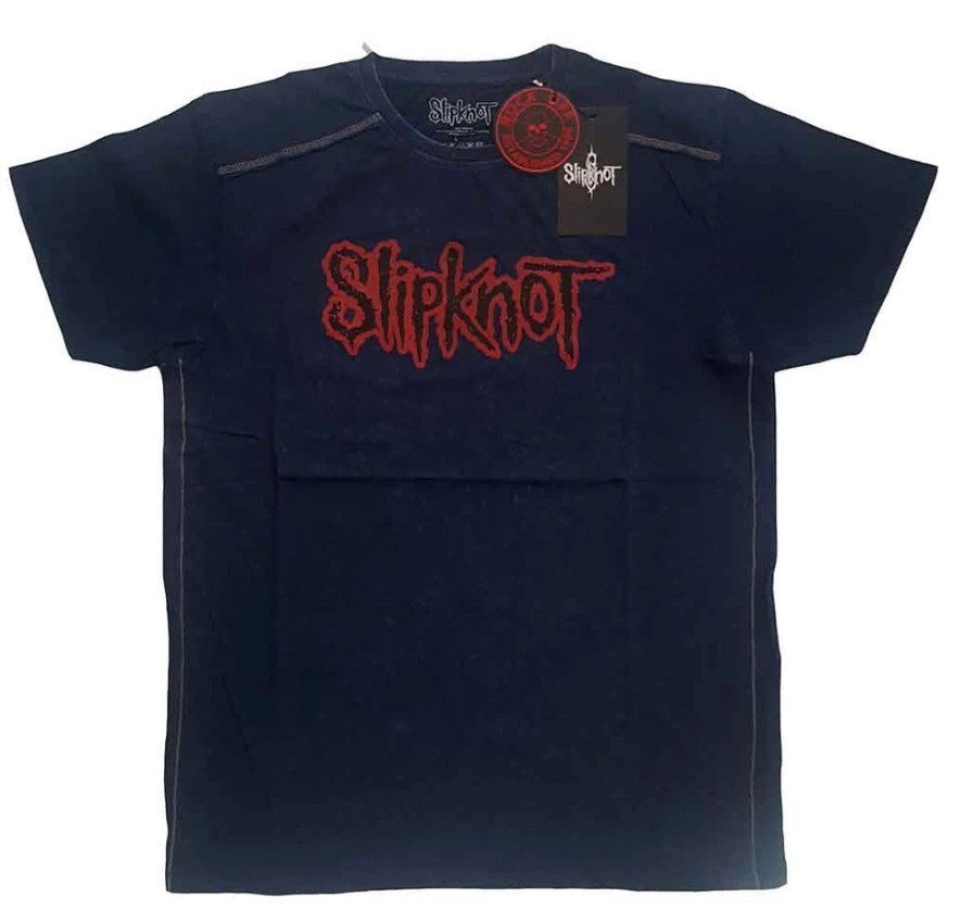 Slipknot – Unisex T‑Shirt: Logo (Navy Blue) (Wash Collection) – Medium