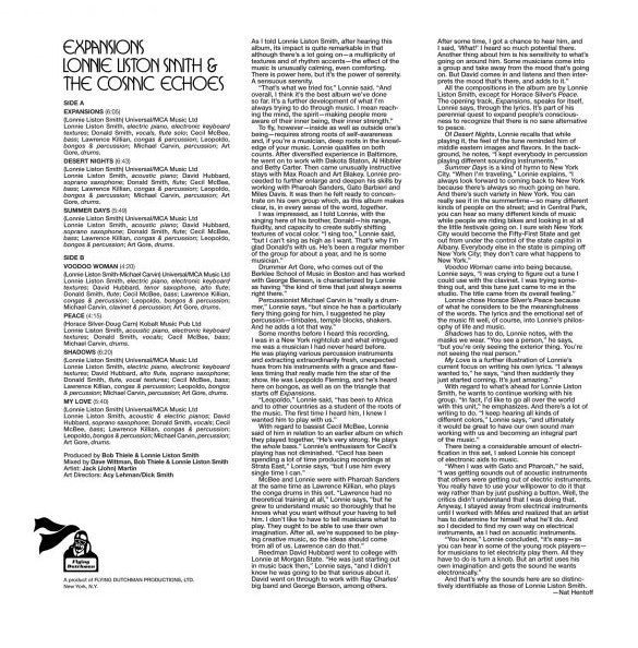 Lonnie Liston Smith & The Cosmic Echoes Expansions LP Album Vinyl Record 2020