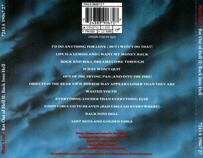 Meat Loaf Bat Out Of Hell II Back Into Hell CD Album 2006 on Virgin