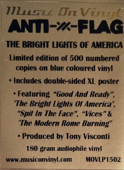 Anti-Flag The Bright Lights Of America LP Album vinyl record 2021 Blue numbered