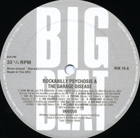 Rockabilly Psychosis And The Garage Disease LP Album vinyl record compilation