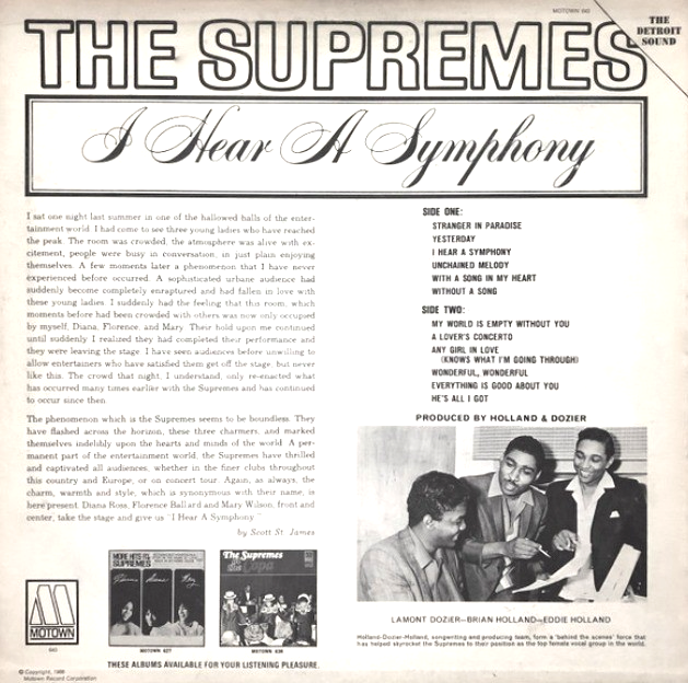 The Supremes – I Hear A Symphony LP Album vinyl record Non Barcoded Motown