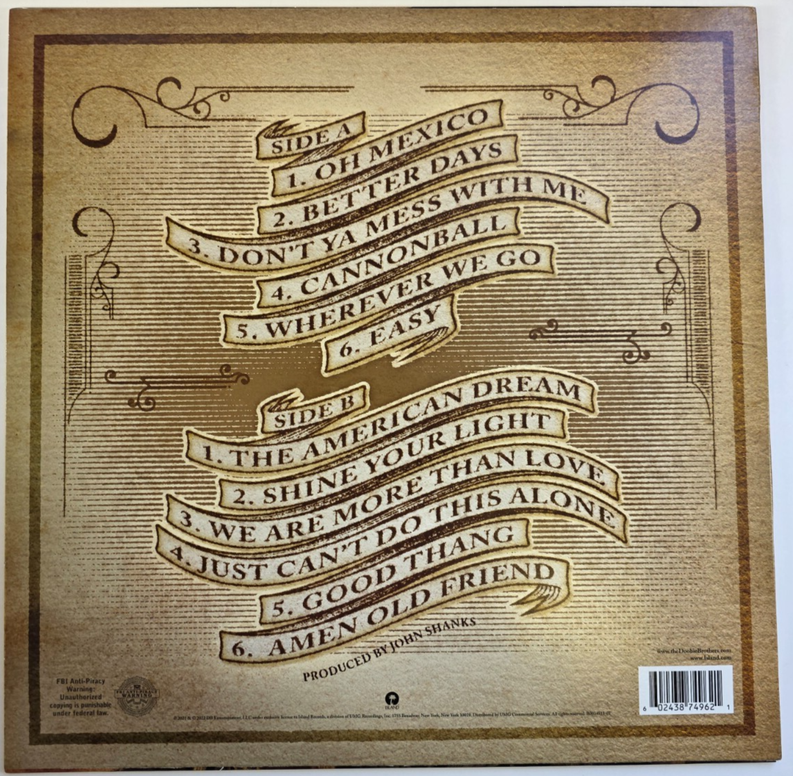 The Doobie Brothers Liberté LP Album vinyl record 2022 on Island rock