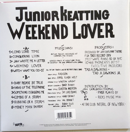 Junior Keatting Weekend Lover LP Album vinyl record 2021 reissue reggae NEW