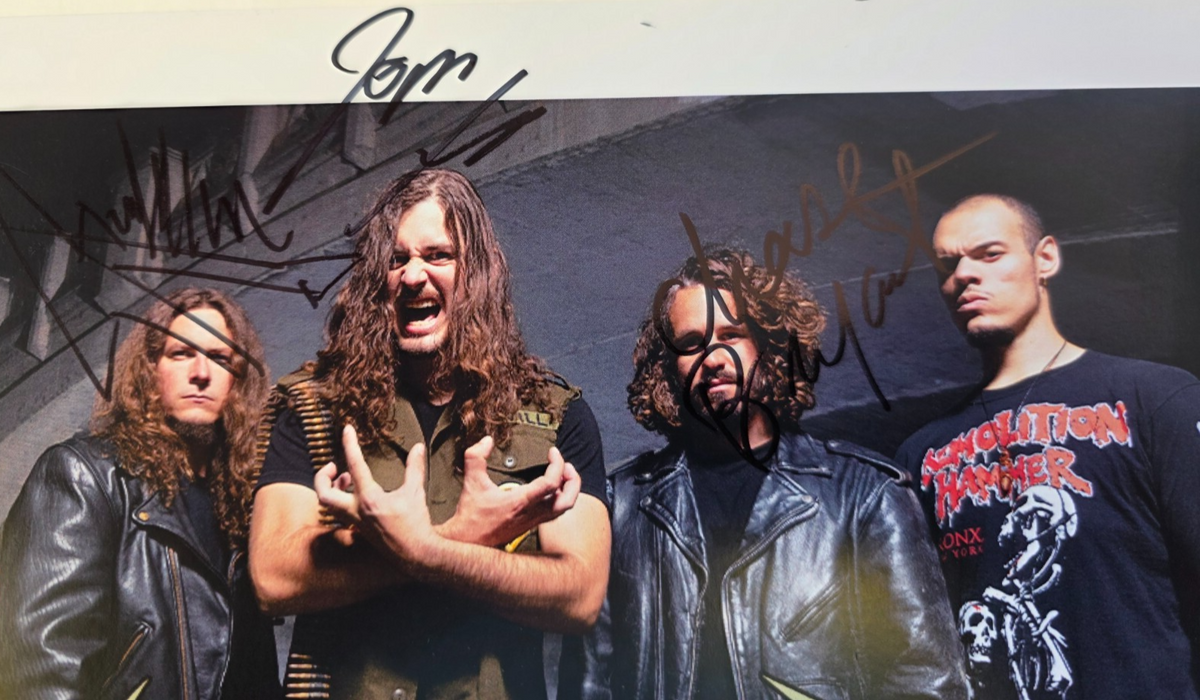 Warbringer HAND Signed presentation size A4 on glossy print By the band