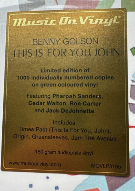 Benny Golson This Is For You, John LP Album Vinyl Record numbered green remaster