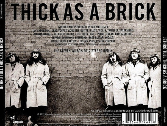 Jethro Tull Thick As A Brick The 2012 Steven Wilson Stereo Remix CD Album 2015