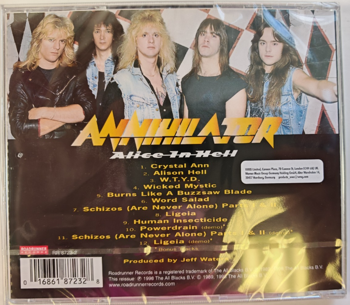 Annihilator Alice In Hell CD Album Remastered reissue Roadrunner Records 2007