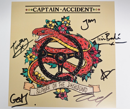 Captain Accident Hand Signed presentation A4 on glossy print Autograph