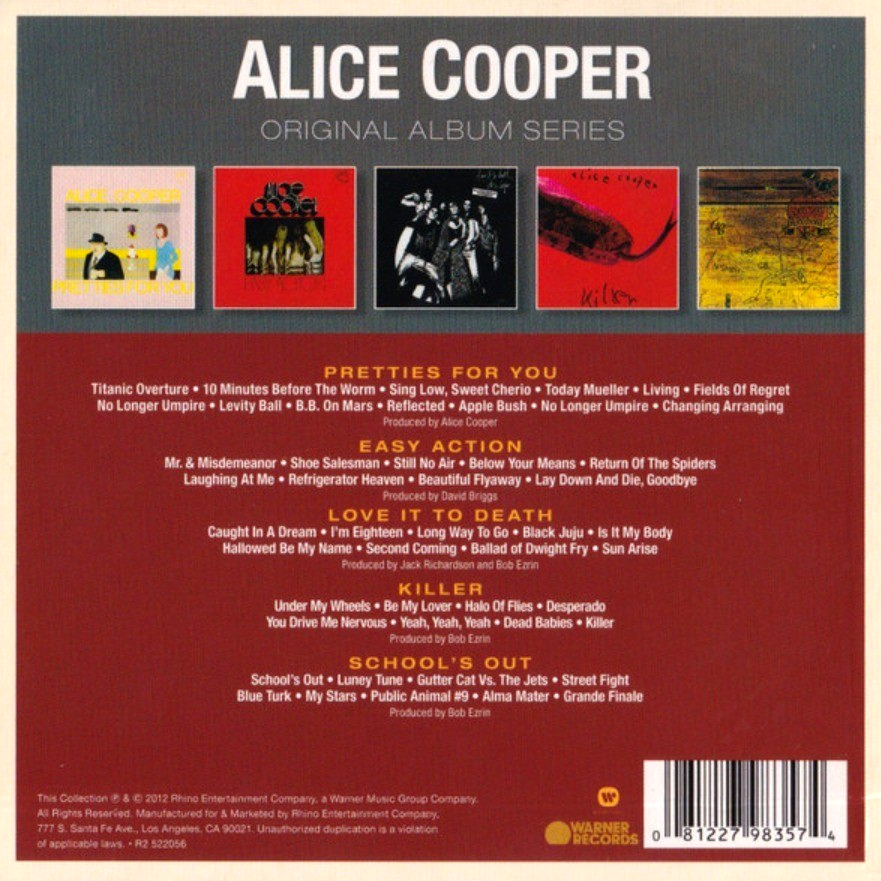 Alice Cooper Original Album Classics CD Boxset 5 Disc Set on Warner 2011 reissue
