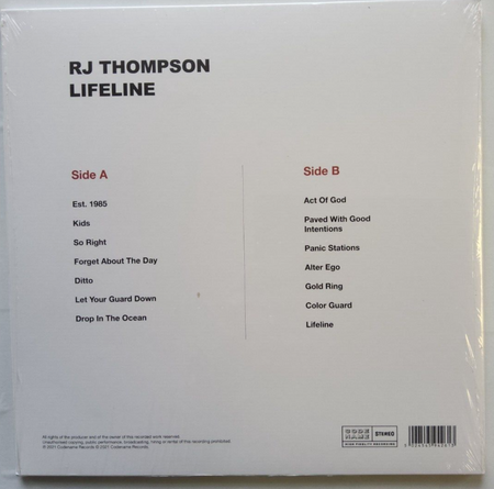 Lifeline by RJ Thompson 2021 limited edition blue LP Album vinyl record MINT