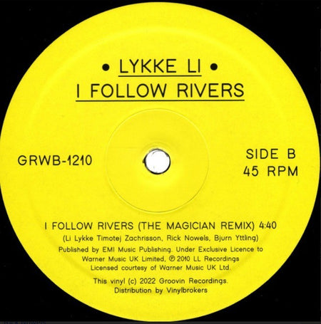 Lykke Li I Follow Rivers 12" vinyl record remastered 2026 on Groovin Recordings