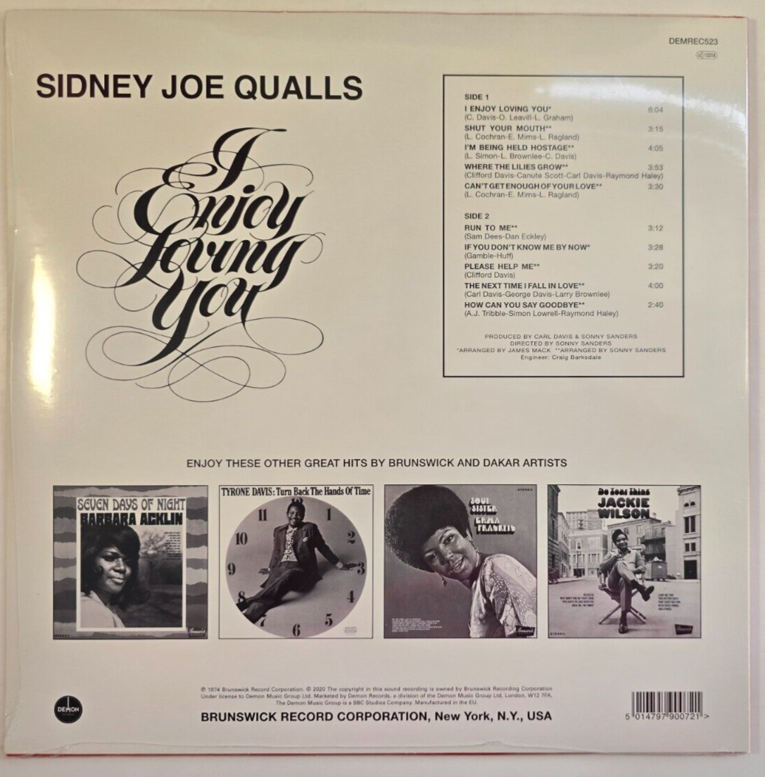 Sidney Joe Qualls ‎– I Enjoy Loving You LP Album vinyl record 180gram reissue
